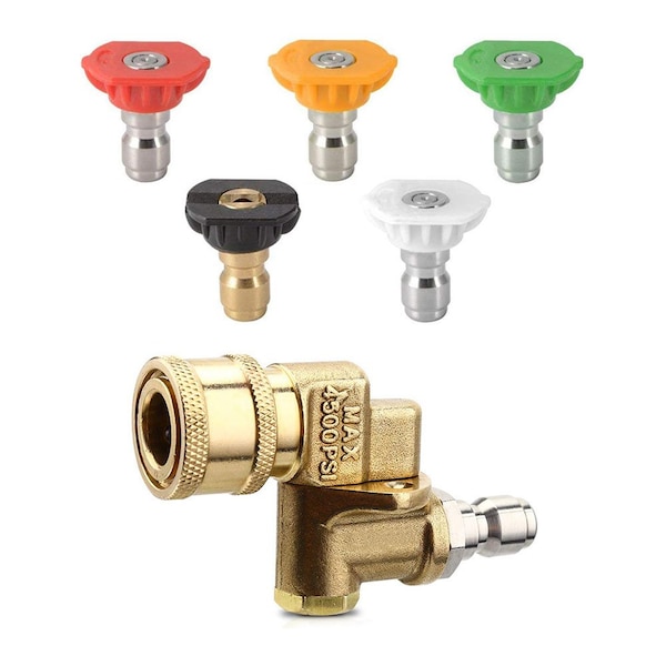 Interstate Pneumatics Pressure Washer Quick Connect  Pivoting Coupler & 25 Size Nozzles Kit - PW7115