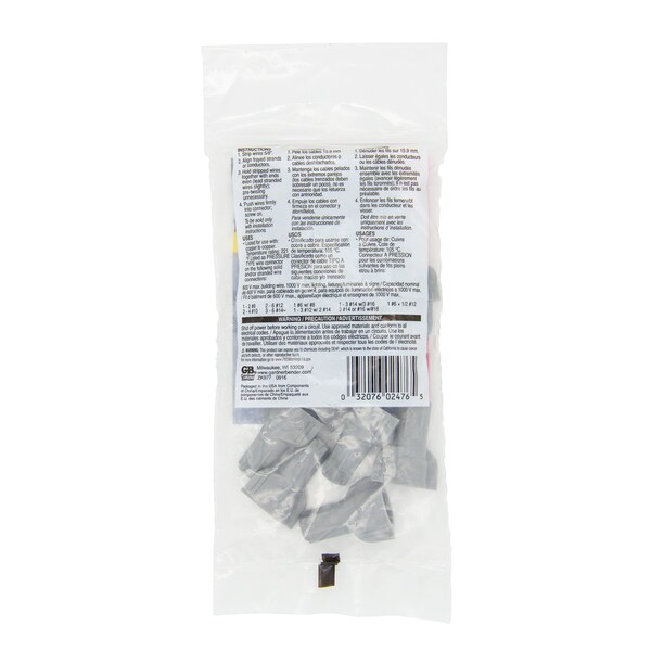 Gardner Bender HexLok Wire Connector, 14 to 6 AWG Wire, Copper Contact, Thermoplastic Housing Material, Gray - 25-2H2