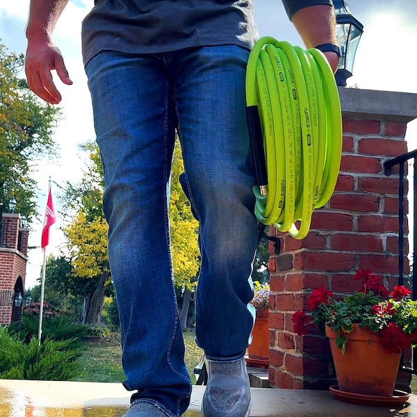 Flexzilla Pressure Washer Hose, 1/4in x 50ft, 3100 PSI, M22 Fittings, ZillaGreen - HFZPW3450M-E