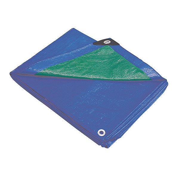 Zoro Select Standard Duty Tarp, 9 ft 6 in x 11 ft 4 in, 5.1 Mil, Blue, Polyethylene - 2W694