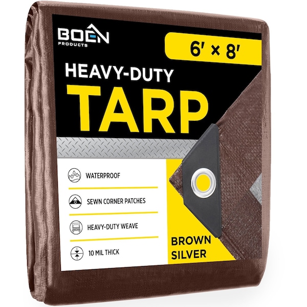 Boen Heavy Duty Tarp, 10 Mil, 6 ft x 8 ft - BS-68