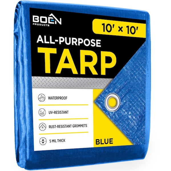 Boen Tarp, 5 Mil, 10 ft x 10 ft, Blue - BT-1010