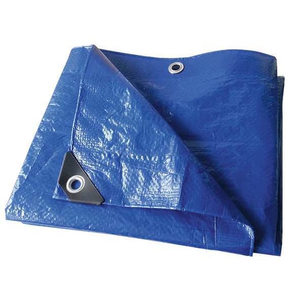 Zoro Select Standard Duty Tarp, 9 ft 6 in x 11 ft 4 in, 3.2 Mil, Blue, Polyethylene - 22JC27
