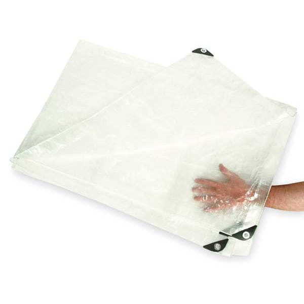 Zoro Select Standard Duty Tarp, 5 ft 6 in x 7 ft 6 in, 5.1 Mil, Transparent, Polyethylene - 2ZJ68