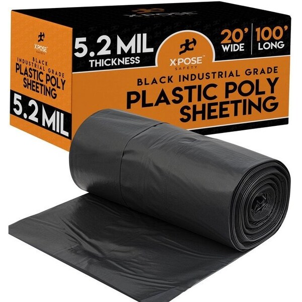 Xpose Safety Tarp, 20 ft x 100 ft, 5.2 mil, Black, Polyethylene - B-620IS-X