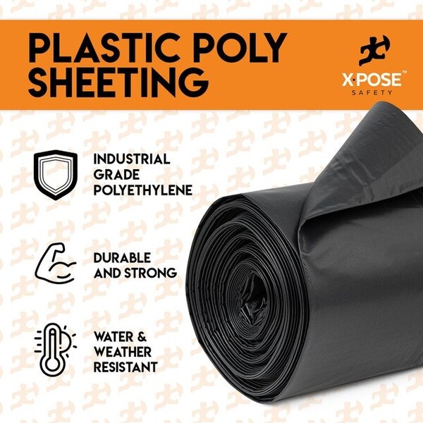 Xpose Safety Tarp, 20 ft x 100 ft, 5.2 mil, Black, Polyethylene - B-620IS-X