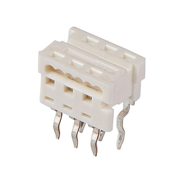 Molex Board Connector, 6 Contact(S), 2 Row(S), Female, Straight, 0.1 Inch Pitch, Solder Terminal, White - 905841306