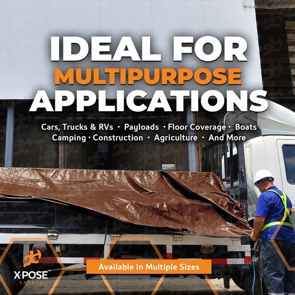 Xpose Safety Tarp, 30 ft x 30 ft, 20 Mil, Brown/White, Polyethylene - UHD-3030-X