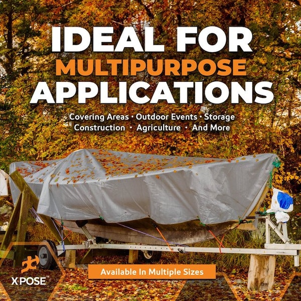Xpose Safety Tarp, 50 ft x 100 ft, 12 Mil, Silver, Polyethylene - STHD-50100-X