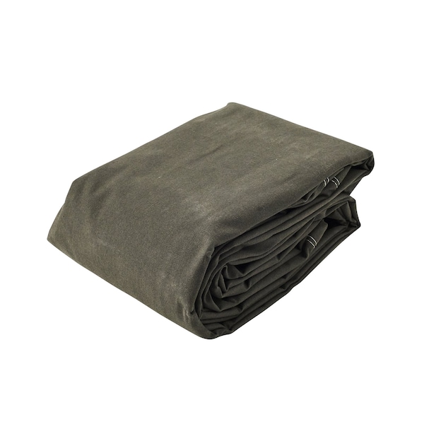 Tarps Now Tarp, 10 ft x 12 ft, 16 Mil, Olive Drab, Cotton Canvas - CS-CFD10-1012