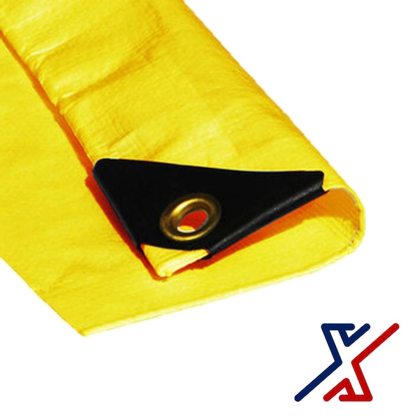X1 Tools Heavy Duty Tarp, 50 ft x 30 ft, 12 Mil, Yellow, Polyethylene - X1T-CAN-T12-YEL-3050