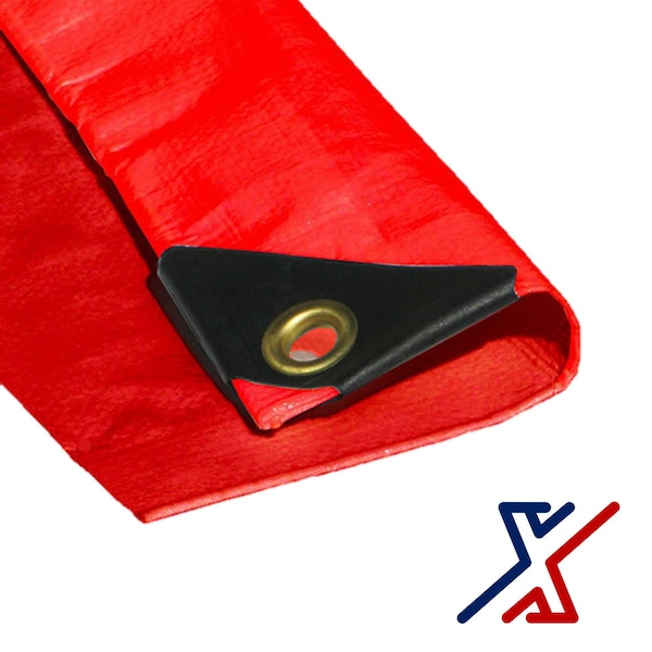 X1 Tools Heavy Duty Tarp, 14 ft x 16 ft, 12 Mil, Red, Polyethylene - X1T-CAN-T12-RED-1614