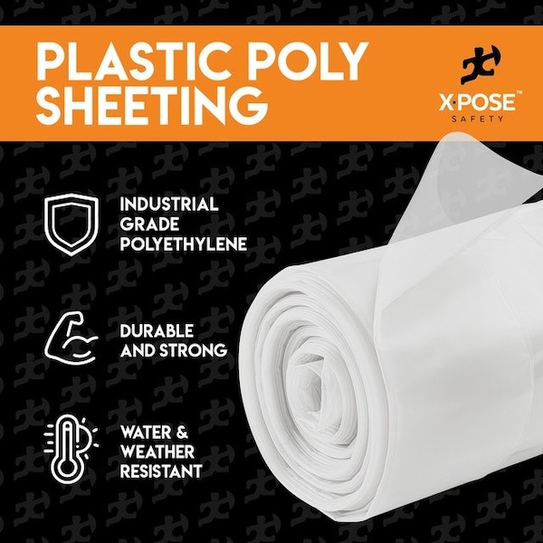 Xpose Safety Tarp, 10 ft x 100 ft, 4 Mil, White, Polyethylene - C-410-X