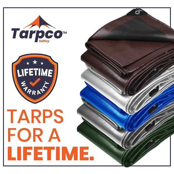 Tarpco Safety Heavy Duty Tarp, 40 ft L x 0.5 mm H x 30 ft W, 10 Mil, Green/Black, Polyethylene - TS-153-30X40