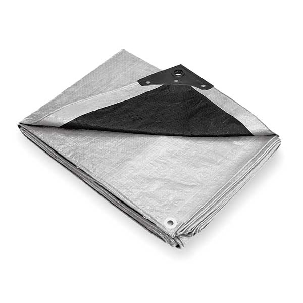 Zoro Select Heavy Duty Tarp, 15 ft 2 in x 19 ft 6 in, 10.5 Mil, Silver/Black, Polyethylene - 4VZ57