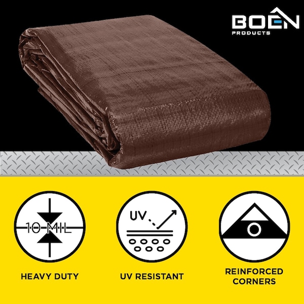 Boen Heavy Duty Tarp, 10 Mil, 10 ft x 12 ft - BS-1012