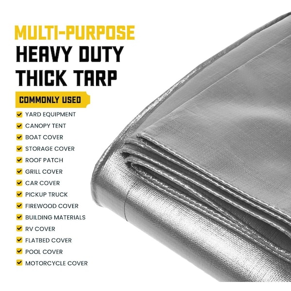Core Tarps Heavy Duty Tarp, 30 ft x 0.5 mm H x 20 ft W, 8 Mil, White, Polyethylene - CT-404-20X30