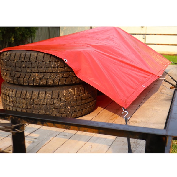 Gorilla Tarp Tarp, 10 ft x 14 ft, 8 mil, Red, PE, Weather Resistant with UV Coating - 97033