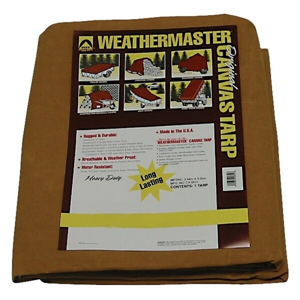 Dize Weathermaster Tarpaulin, 20 ft L, 10 ft W, Canvas, Tan - CA1020D
