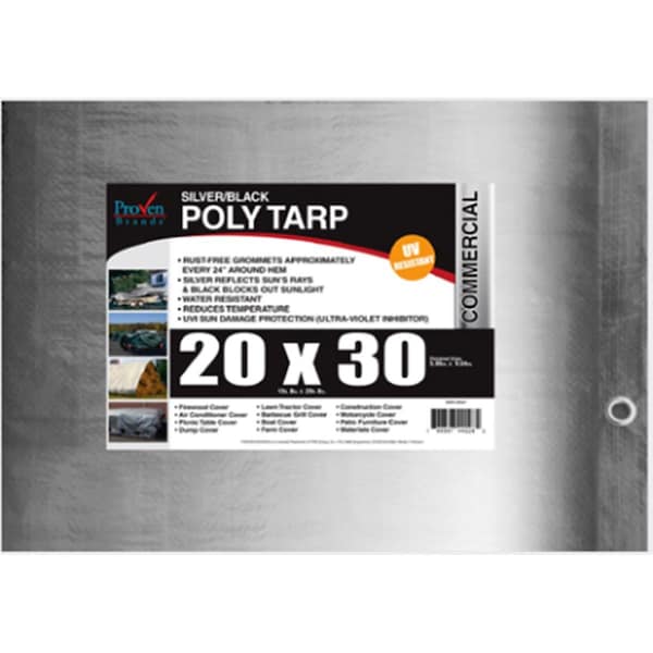 Proven Brands 12 ft x 20 ft Tarp, Silver/Brown - PR44623
