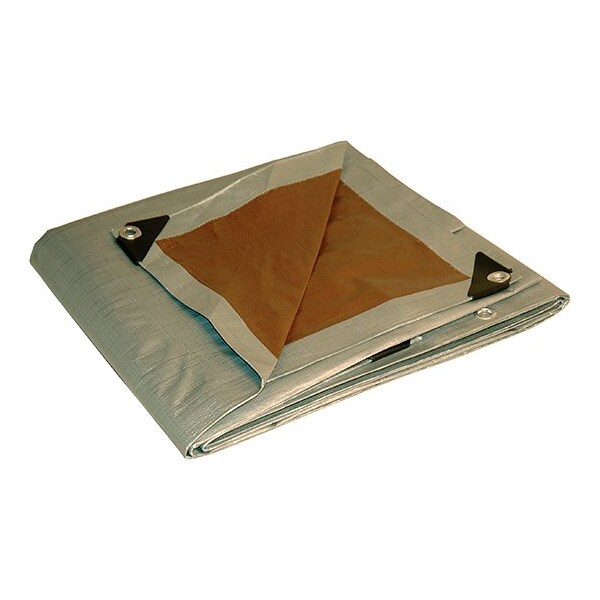 Foremost Tarp Super Heavy Duty Tarp, 16 Ft x 20 Ft, 10 Mil Reversible Tarp, Silver/Brown, Polyethylene - 21620
