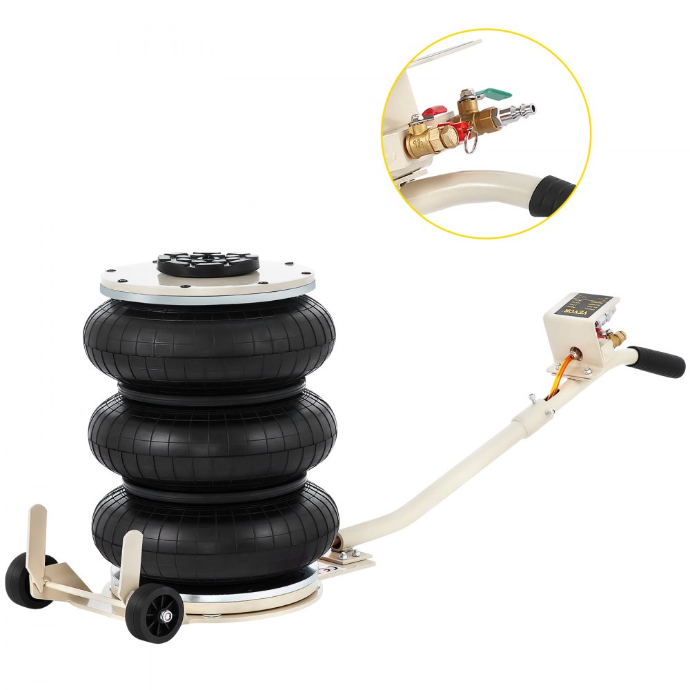 VEVOR Pneumatic Jack, 5 Ton/11023 lbs Triple Bag Air Jack, Lifting Height 6.3-15.75 Inch, Inflatable Car Jack with Long Handle, Lifter Pneumatic Air Jack for Garage Car Lifting Repair - QJD5TSBQNS0000001V0