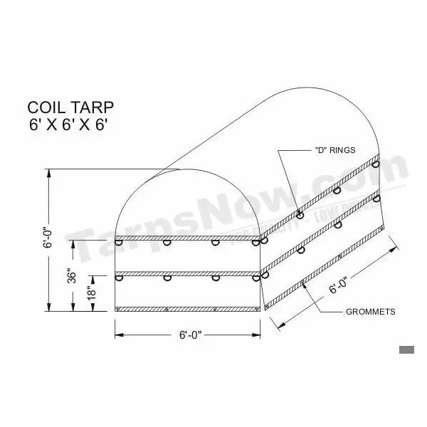 Tarps Now Heavy Duty Tarp, 6 ft x 6 ft x 6 ft H, 20 Mil, Black, Vinyl - CTH666-BLK