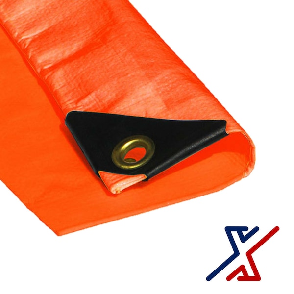 X1 Tools Heavy Duty Tarp, 17 ft 6 in x 23 ft 6 in, 12 Mil, Orange, Polyethylene - X1T-CAN-T12-ORA-1824