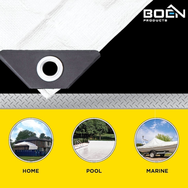 Boen Heavy Duty Tarp, 10 Mil, 20 ft x 30 ft Wht - WT-2030