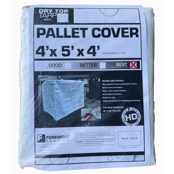 Foremost Tarp Co Dry Top 5 ft. W X 4 ft. L Heavy Duty Polyethylene Pallet Cover White - 43454