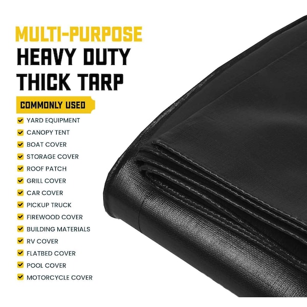 Core Tarps Heavy Duty Tarp, 30 ft x 60 ft, 20 Mil, Black, Polyethylene - CT-706-30X60