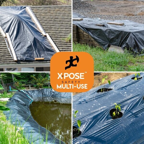 Xpose Safety Tarp, 20 ft x 100 ft, 6 mil, Black, Polyethylene - B-620-X