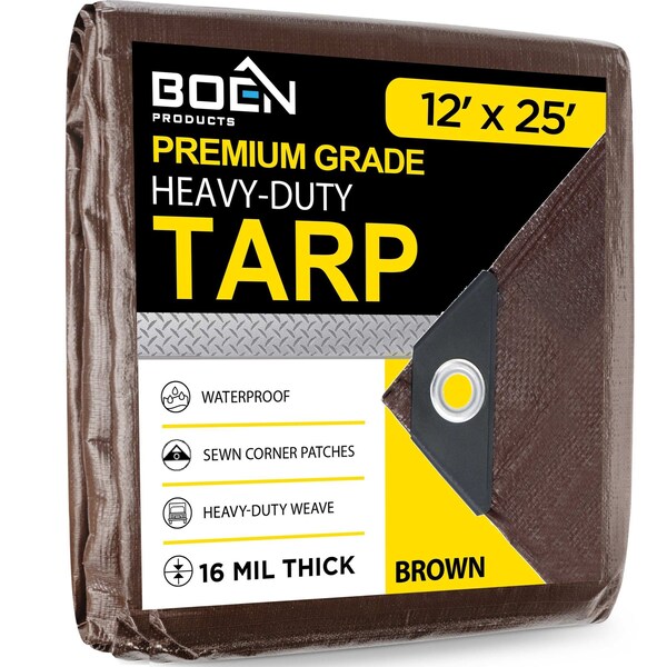 Boen Heavy Duty, 16 Mil, Thick Tarp, 12 x 25 ft - BR16T-1225