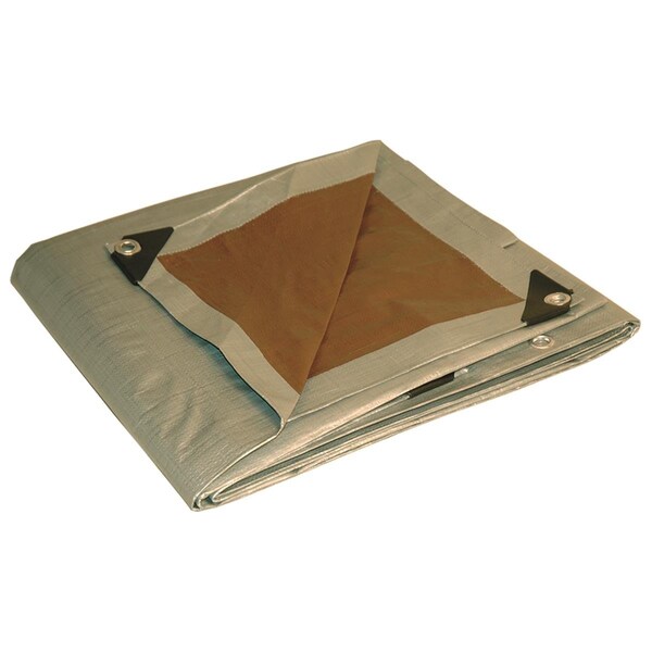 Tepee Supplies 6 x 8 ft. Heavy Duty Polyethylene Reversible Tarp; Brown & Silver - TE2515105