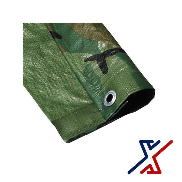 X1 Tools Heavy Duty Tarp, 40 ft x 10 ft, 8 mil, Camoflauge - X1T-CAN-T08-GRE-4010