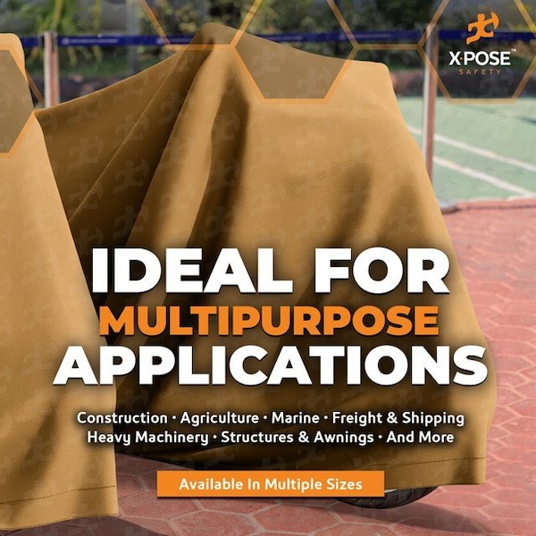Xpose Safety Tarp, 16 ft x 20 ft, 10 oz, Tan, Canvas - CTT10-1620-X