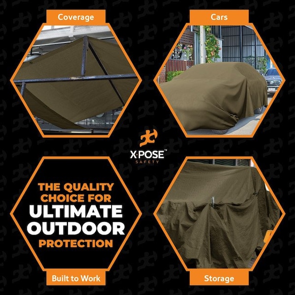 Xpose Safety Tarp, 12 ft x 24 ft, 10 oz, Olive Drab, Canvas - CTOD10-1224-X