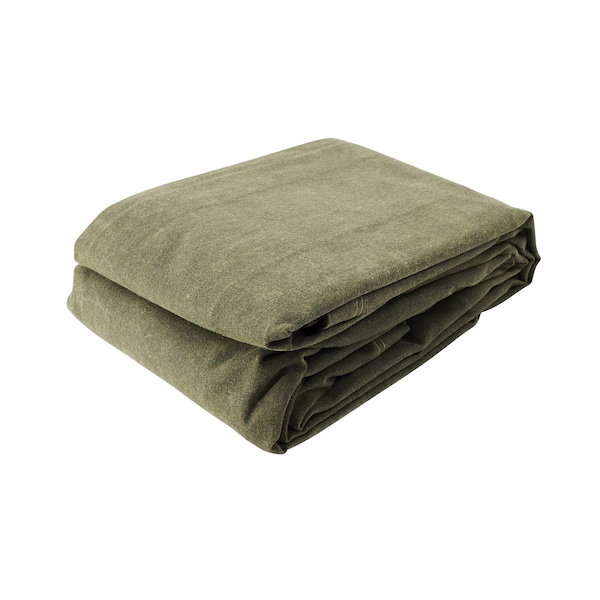 Tarps Now Tarp, 20 ft x 20 ft, 18 Mil, Olive Drab, Cotton Canvas - CS-CWD10-2020
