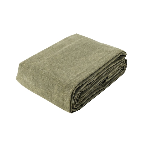 Tarps Now Tarp, 20 ft x 20 ft, 18 Mil, Olive Drab, Cotton Canvas - CS-CWD10-2020