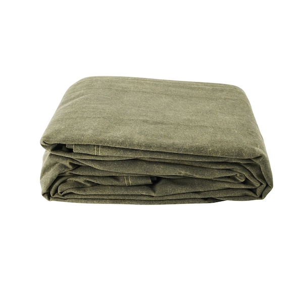 Tarps Now Tarp, 10 ft x 16 ft, 30 Mil, Olive Drab, Cotton Canvas - CS-CWD15-1016