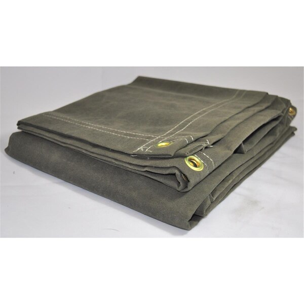 Tepee Supplies 12 x 24 ft. Heavy Duty Canvas Tarp, Olive - TE2515402