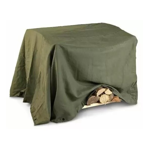Tarps Now Heavy Duty Tarp, 8 ft x 12 ft, 20 Mil, Olive Green, Polyester / Canvas - FSPCGN-0812