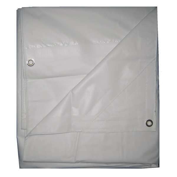 Zoro Select Standard Duty Tarp, 19 ft x 29 ft 4 in, 15 Mil, White, Vinyl - 5WTX0