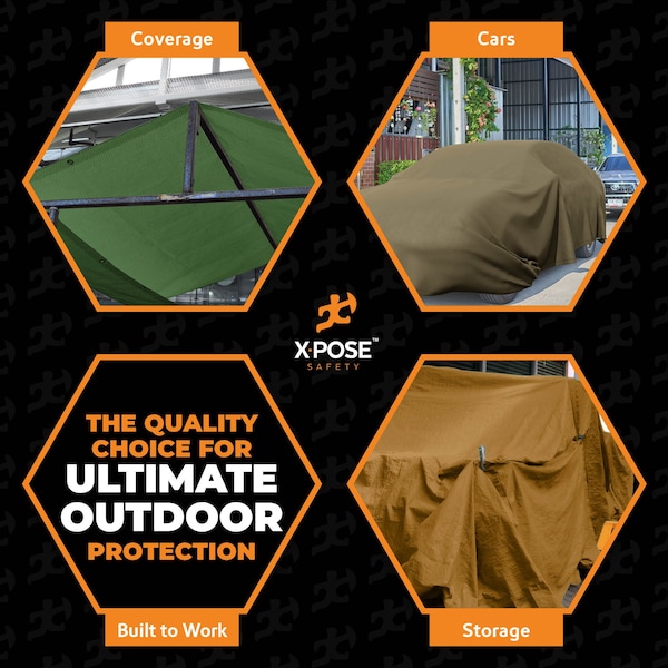Xpose Safety Tarp, 8 ft x 30 ft, 10 oz, White, Canvas - CTW10-830-X
