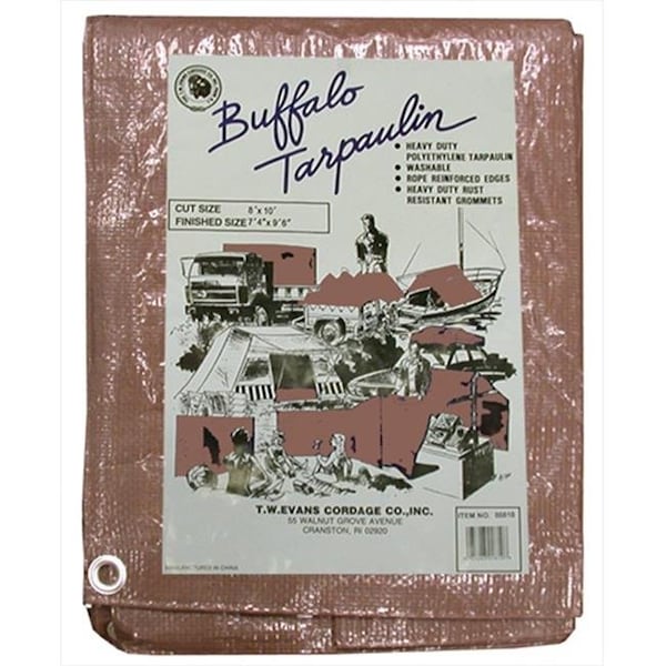 T.W. Evans Cordage Co Inc 8 ft x 10 ft Tarp, Brown - B0810