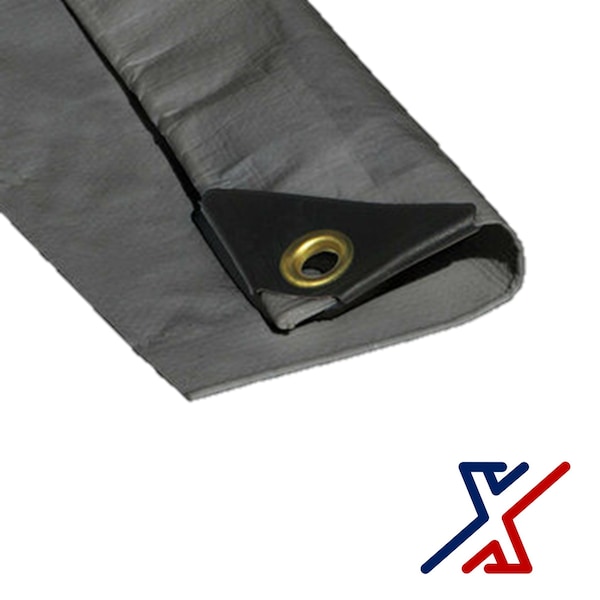 X1 Tools Heavy Duty Tarp, 40 ft x 8 ft, Silver, Polyethylene - X1T-CAN-T10-SIL-0840