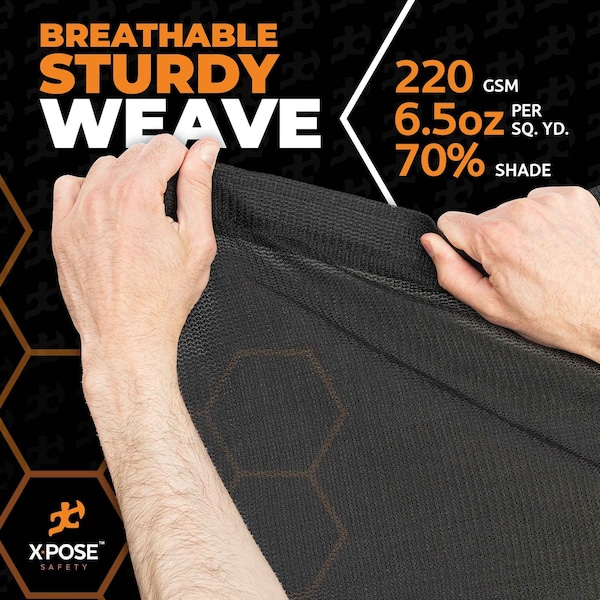 Xpose Safety Heavy Duty Mesh Tarp - 8ft x 30ft Black Protective Cover with Air Flow - Waterproof - BMT-830-X
