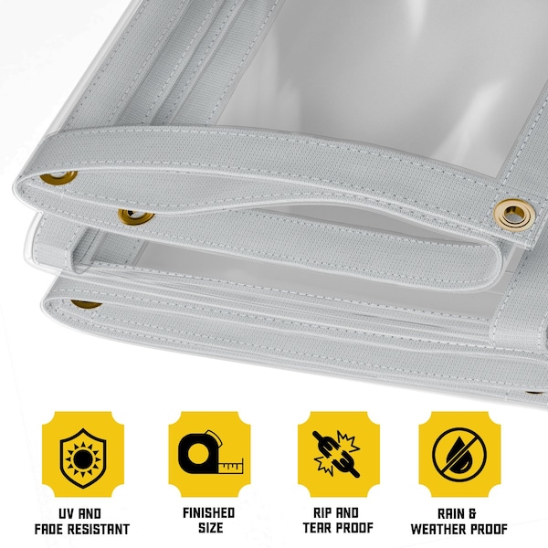 Core Tarps Tarp, 12 ft x 12 ft, 30 Mil, Clear, Polyethylene, UV Resistant - CT-201-12X12