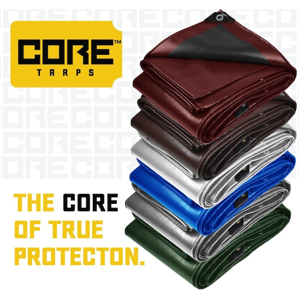 Core Tarps Heavy Duty Tarp, 100 ft x 100 ft, 20 Mil, Maroon, Polyethylene - CT-707-100X100