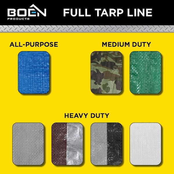 Boen Heavy Duty Tarp, 10 Mil, 10 ft x 10 ft - ST-1012